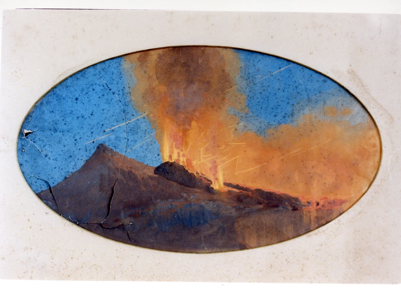 Veduta del Vesuvio in eruzione - Certosa e Museo Nazionale S. Martino, Napoli